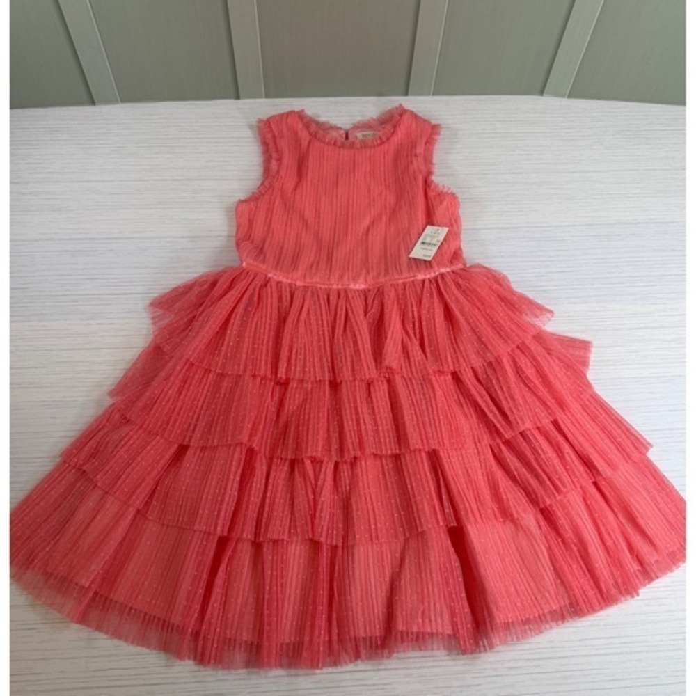 Zenzi Girls Large 10/12 Pink Tiered Tulle Swiss Dot Party Dress NEW NWT